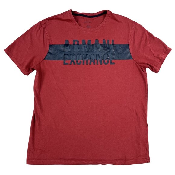 Armani Exchange Mens 100% Cotton Red & Black T-Shirt Sz Large - Picture 1 of 6